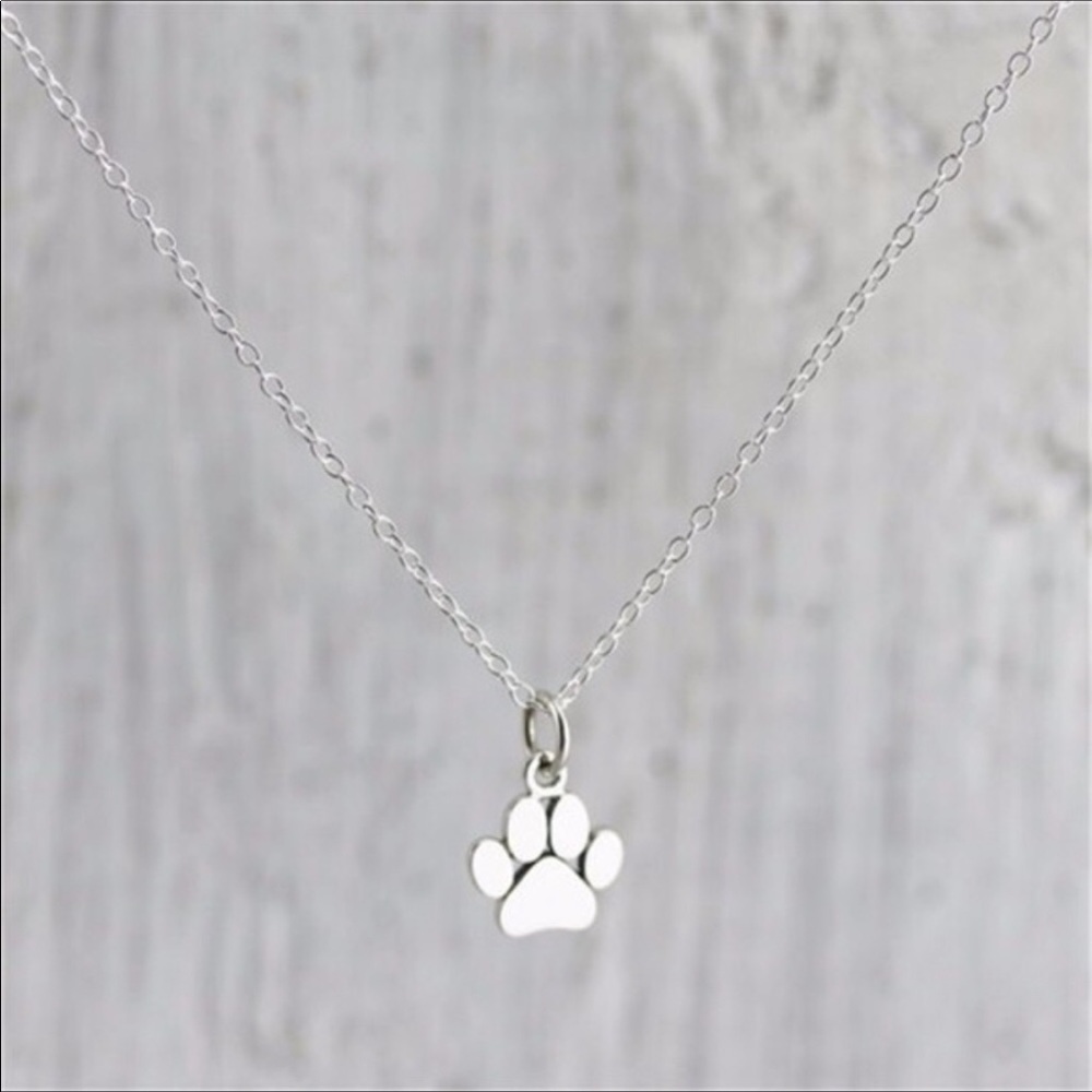Dog Paw Necklace Silver